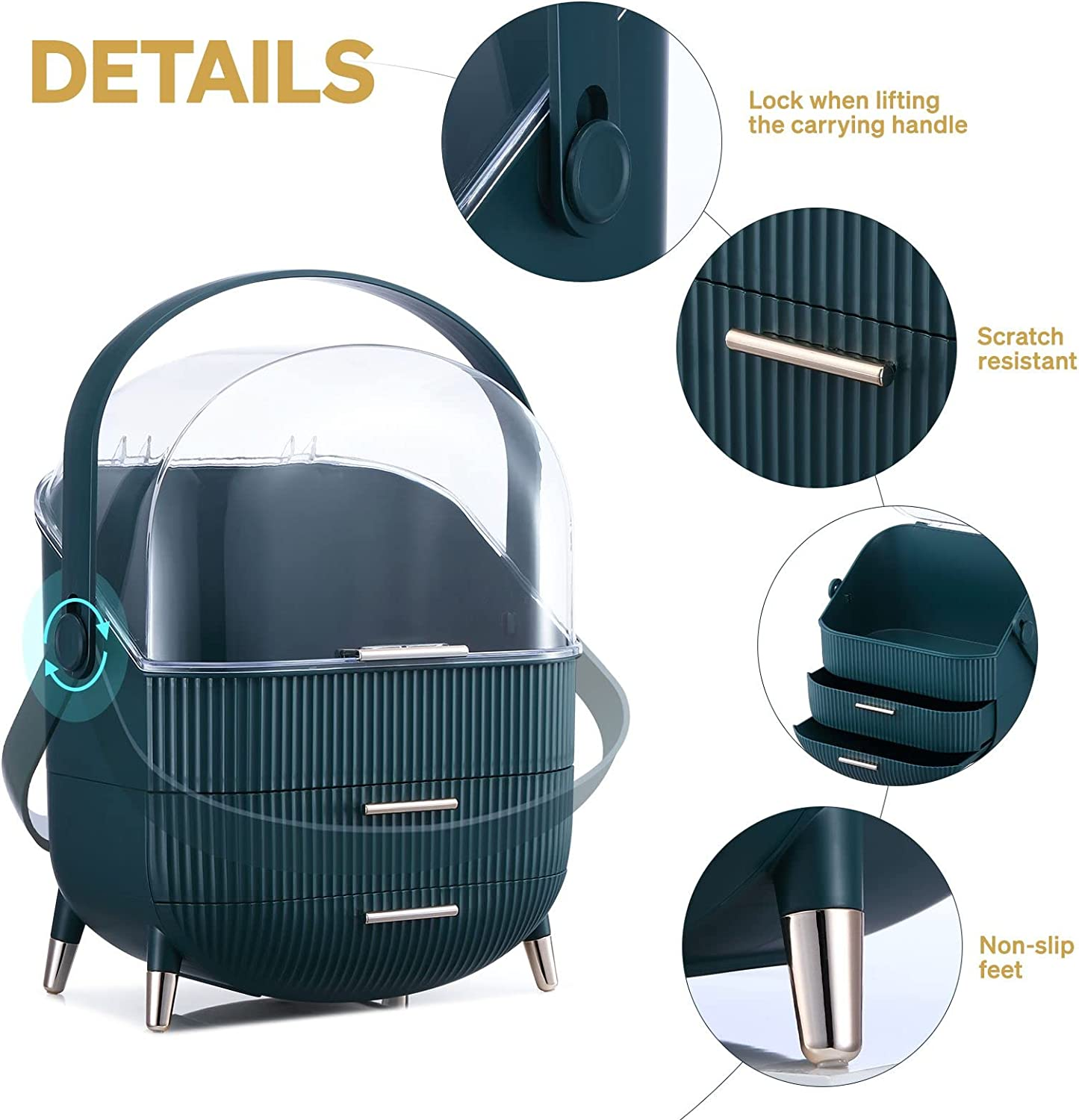 MAXKON Makeup Storage Case Organiser Cosmetic Display Drawer Jewellery Box Holder Stand Portable image number 4