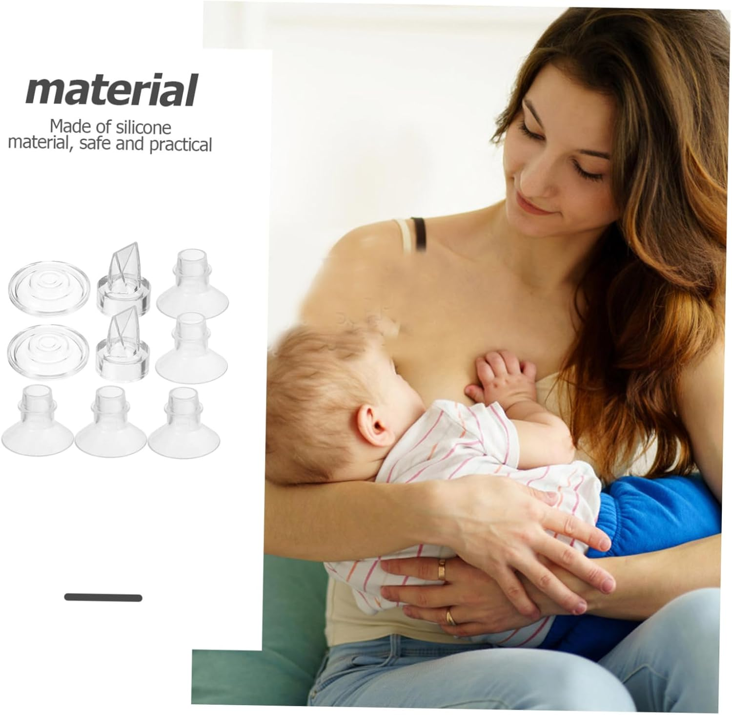 1 Set Silicone Diaphragms Duckbilled Valves for Wearable Pumps Replacement Parts Flange Inserts for Efficient Milk Collection image number 2