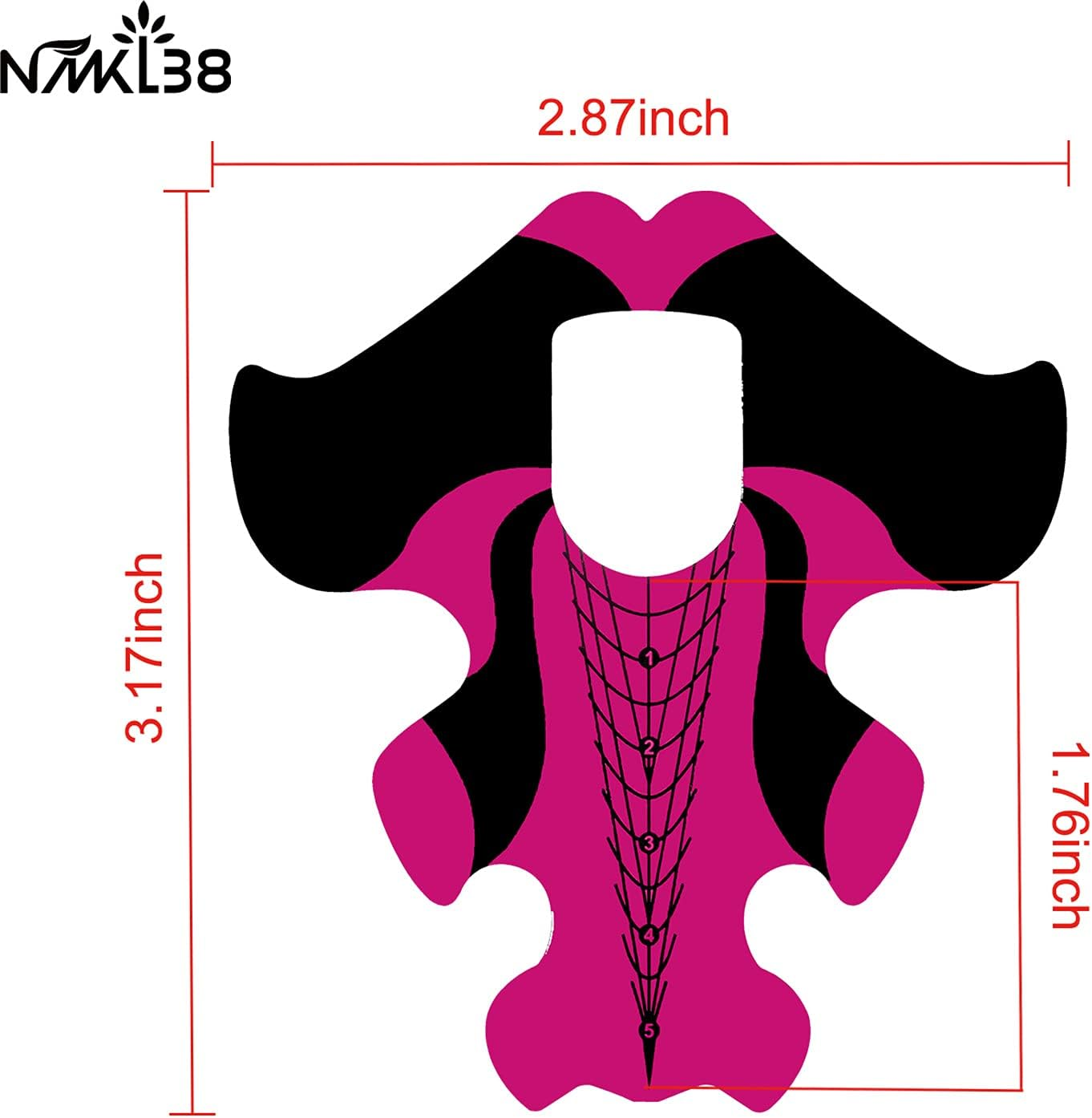 NMKL38 100PCS Adhesive Stiletto Nail Forms System for UV Gel Acrylic Nail Tips Extension (Red Fish) image number 4