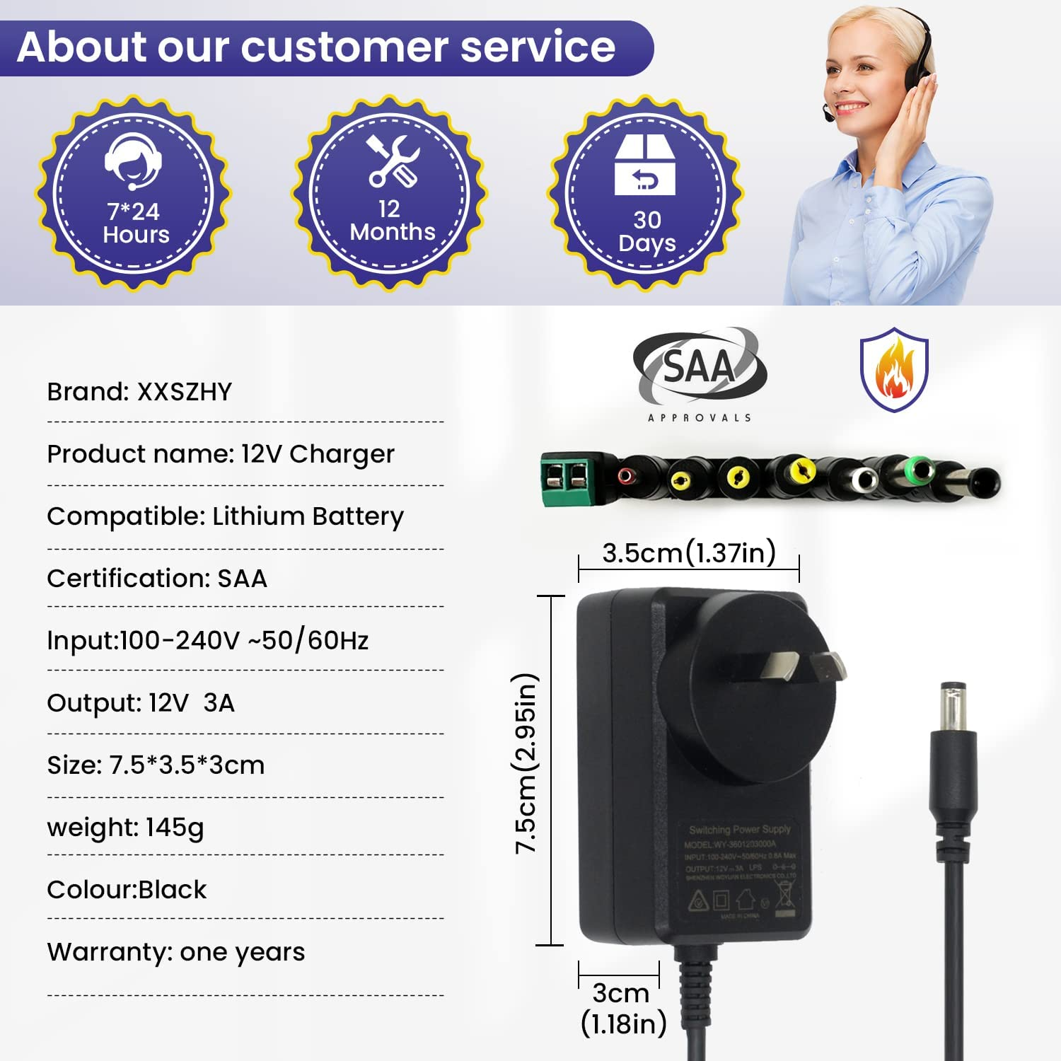 AC to DC 12V 3A Power Supply Adapter for CCTV Camera DVR NVR, Router, Network Switch, LED Strip,Speaker, TV Box, Light Electronic Organ and Other Household Electronics Plug 5.5Mm X 2.1Mm image number 4