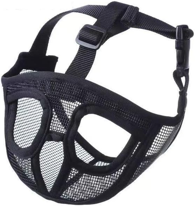Short Snout Dog Muzzle, Adjustable Won&rsquo;T Cover Eyes Mesh Bulldog Muzzle for Biting Chewing Licking (Black, M) image number 4