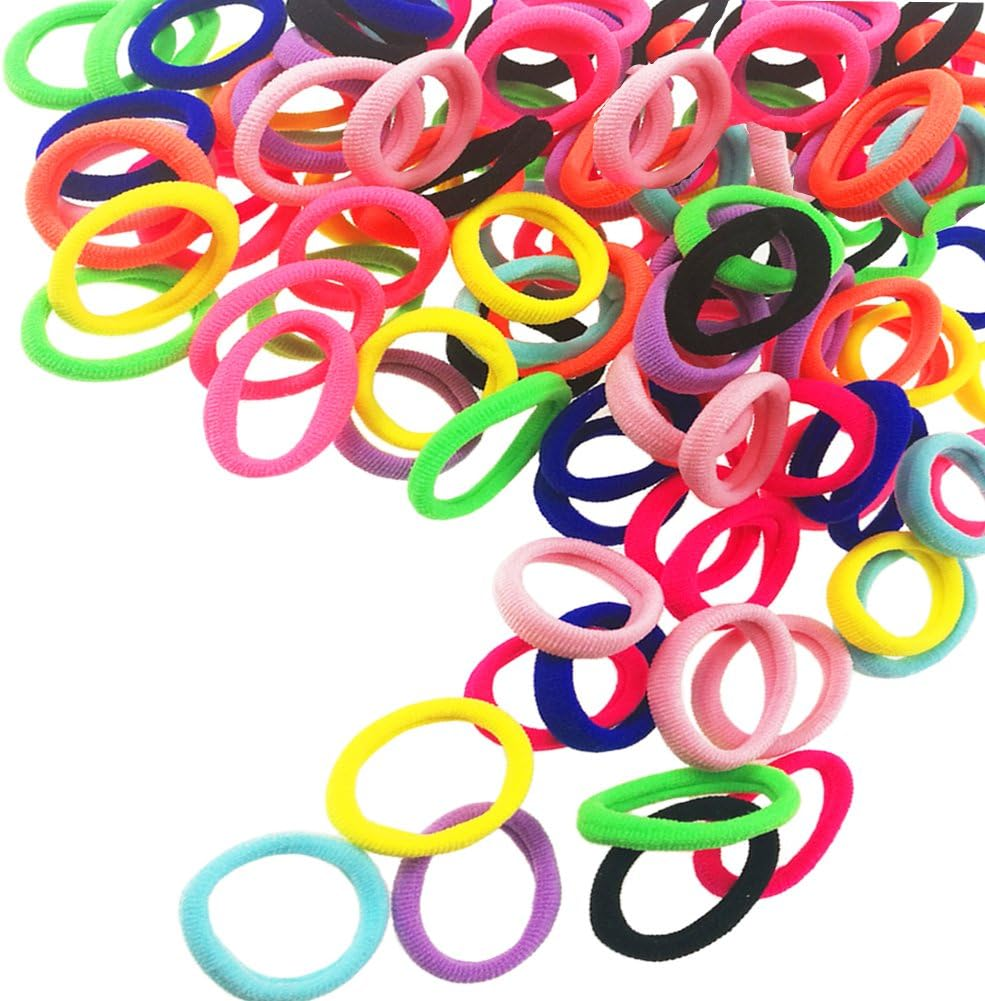 Baby Hair Ties for Kids Toddlers 100 PCS 10 Colors Small Seamless Hair Bands Ponytail Holder J-MEE