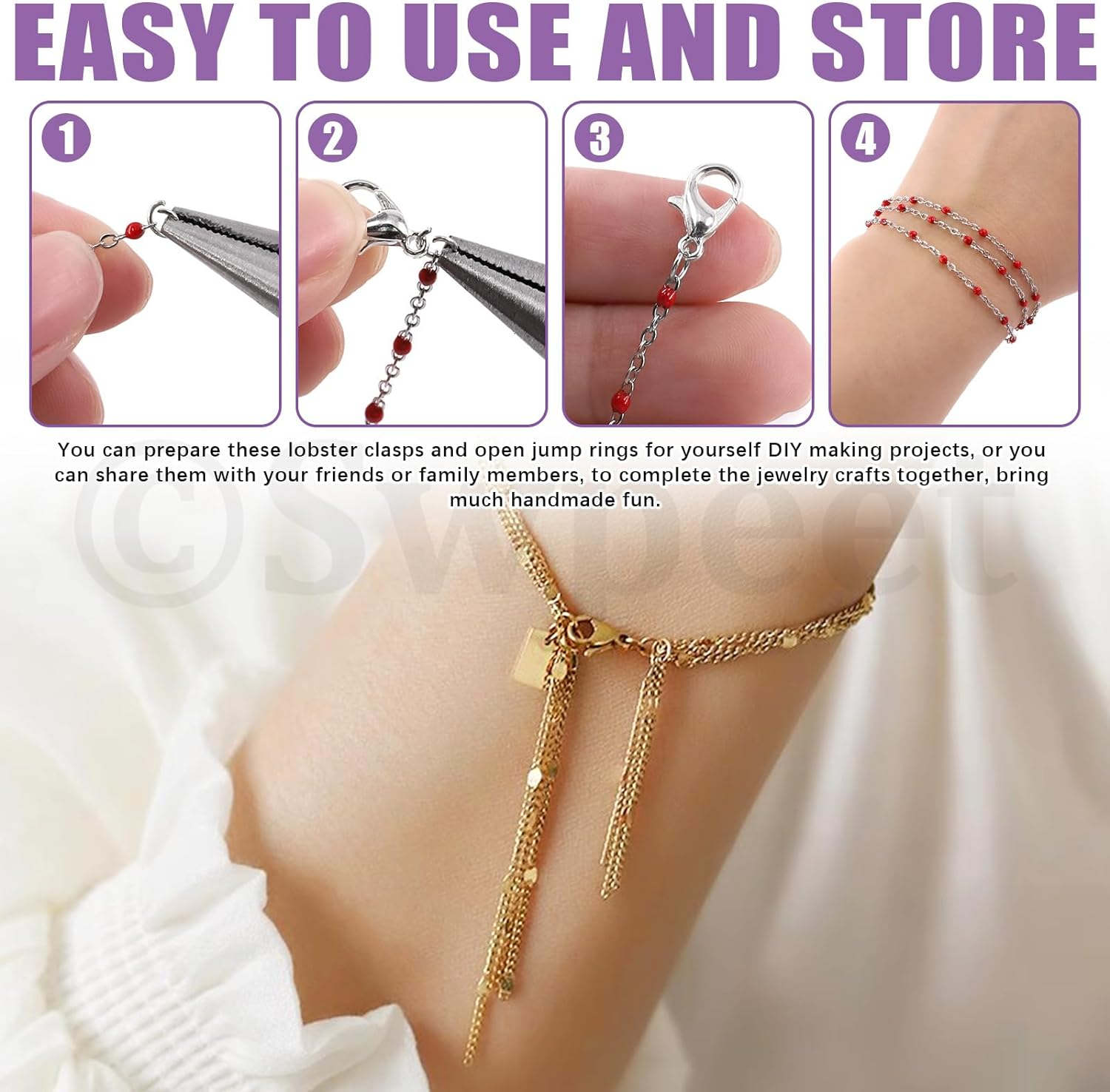 Swpeet 430Pcs Bronze Ribbon Bracelet Assortment Kit, Bookmark Pinch Crimp Ends Lobster Clasps with Jump Rings and Chain Extenders for DIY Making Bookmark Pinch Bracelet Choker Necklace image number 5