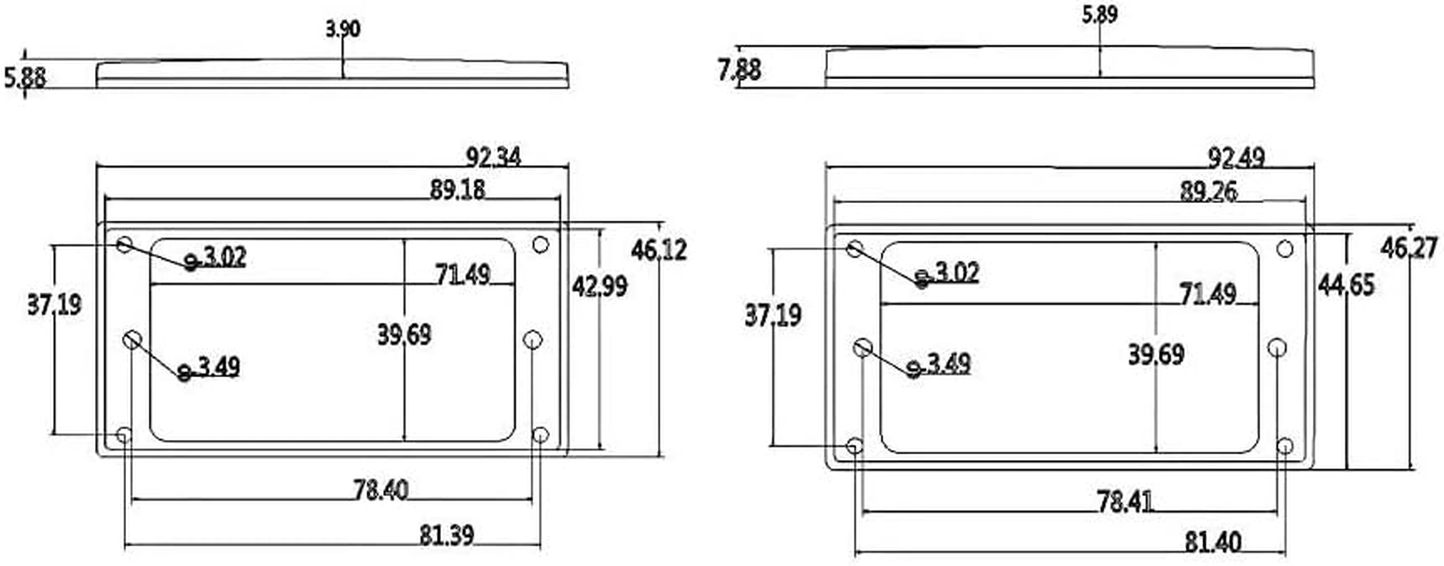 Guyker Flat Metal Humbucker Pickup Mounting Ring Set - Bridge Neck Pickups Cover Frame Replacement Part for Electric Guitar or Precision Bass(2Pcs, Chrome) - Black - 2 image number 7