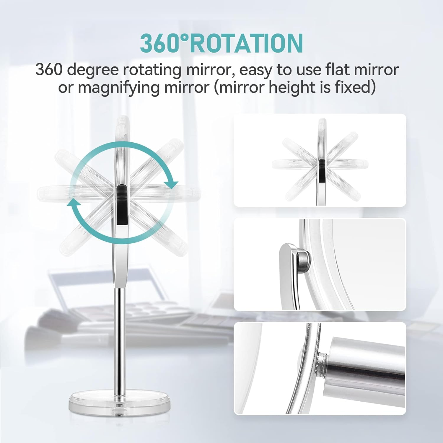 MIYADIVA 20X Magnifying Makeup Mirror, Double Sided 1X & 20X Magnifying Mirror on Stand, Magnifying Mirror 20X, Tabletop Magnified Vanity Mirror with 360&deg;Rotation for Bathroom or Bedroom, 32X20Cm image number 5