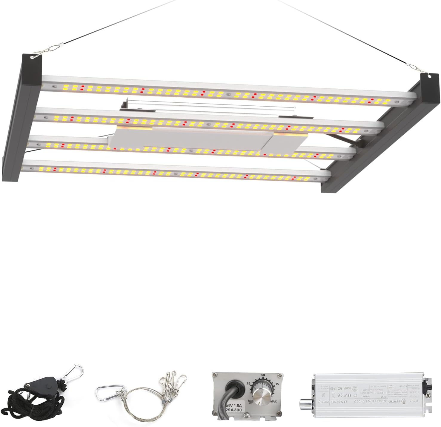 CANAGROW CG2400 LED Grow Light for Indoor Plants 4X4Ft Coverage with High Yield Diodes, Sunlike Full Spectrum Dimmable Growing Lamps for Hydroponic Indoor Seeding Veg Bloom Greenhouse(Black)