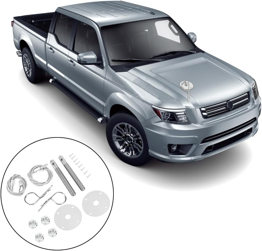 Hood Pin Plate Lock Kit, Stainless Steel Engine Hooding Pins Plates Bonnet Locking Clip Kit Car Modified Accessory Universal Hoods Pin Bumper Quick Release Latch License Tools for Cars Helves image number 6