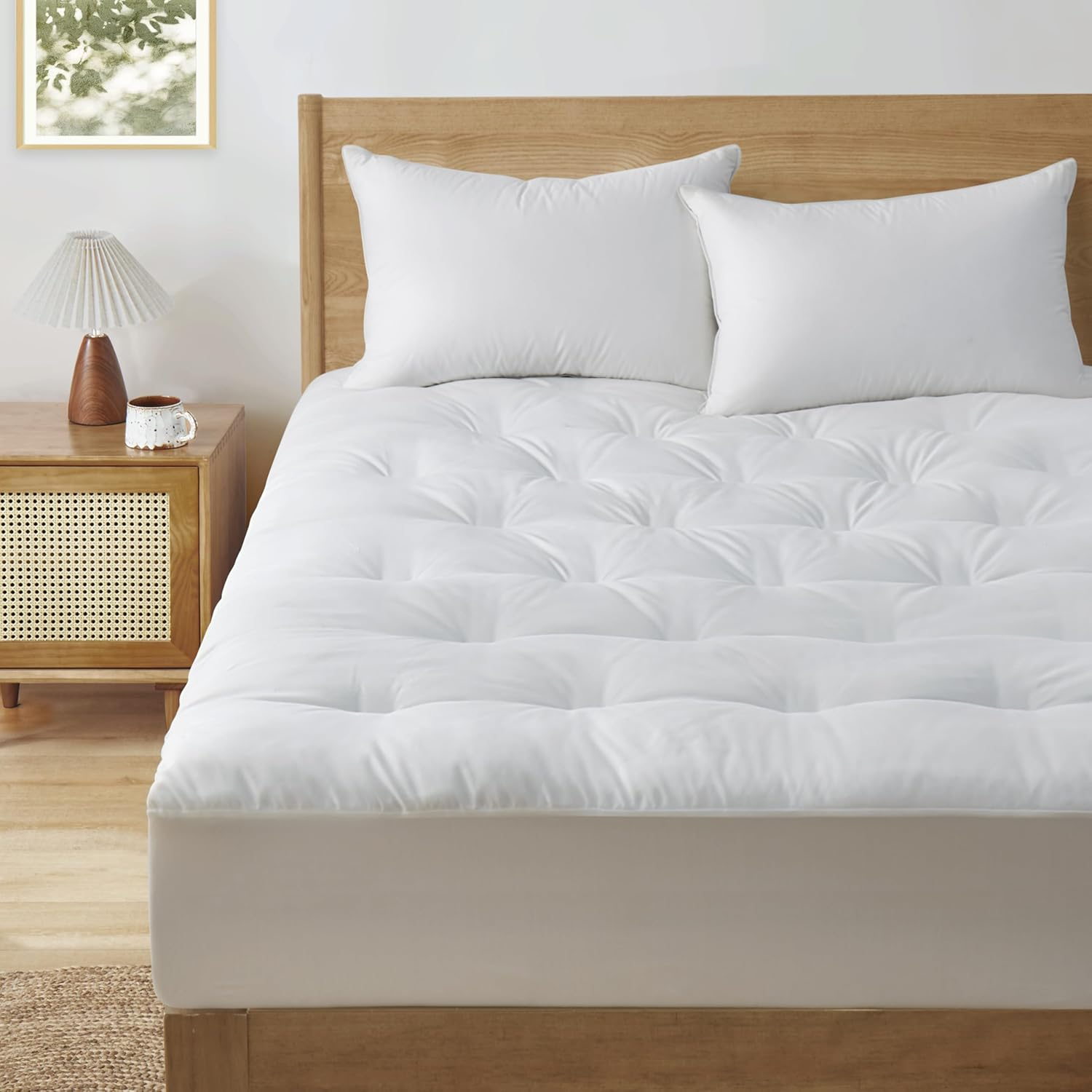 Mumullum 1200GSM Mattress Topper Queen Size, Extra Thick Breathable Fiber-Filled Fitted Mattress Pad, Machine Washable Hypoallergenic for 40CM Deep Pocket image number 2