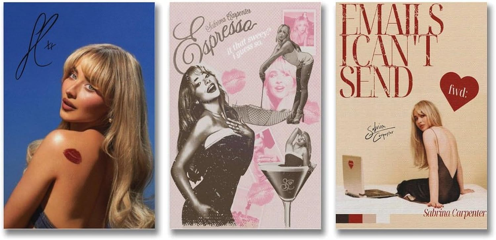 Wall Art Sabrina Music Carpenter Canvas Poster Poster a Set of 3 Canvas Posters Room Aesthetic Festival Gift Family Bedroom Decor Wall Art Home08X12Inch(20X30Cm)-3Pcs Style image number 2