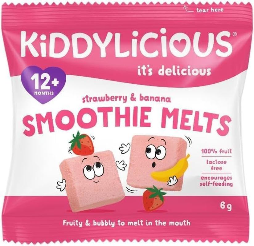 Kiddylicious - Smoothie Melts - Strawberry & Banana - 12+ Months - Real Fruit Kids Treat - 12G image number 1