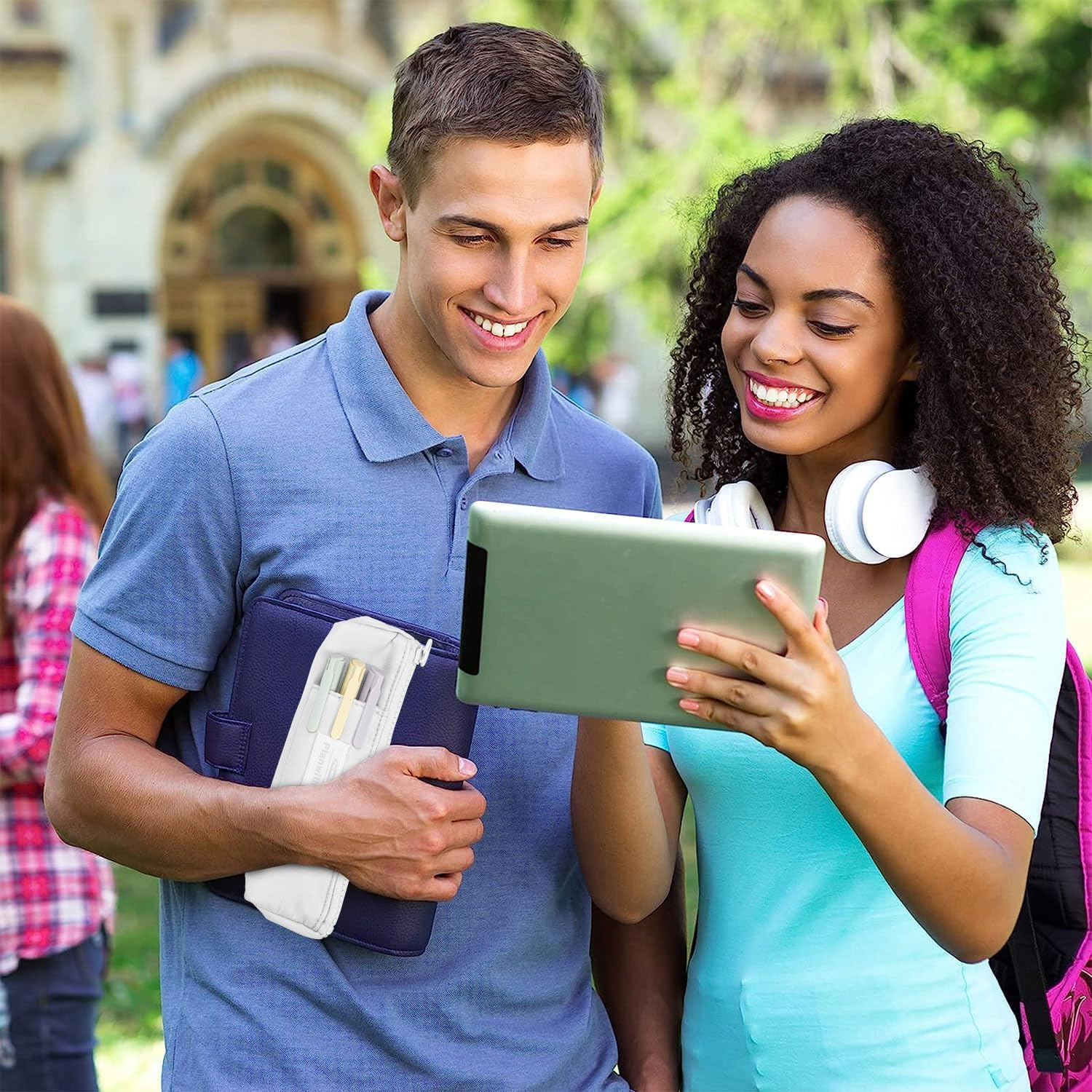 Pen Holder for Notebook, Pen Pouch for Notebook, Small Pen Holder with Adjustable Elastic Band, Slim Pencil Bag Journal Pen Holder Notebook Pen Holder, Zipper Pencil Pouch Makeup Bag - Black image number 6