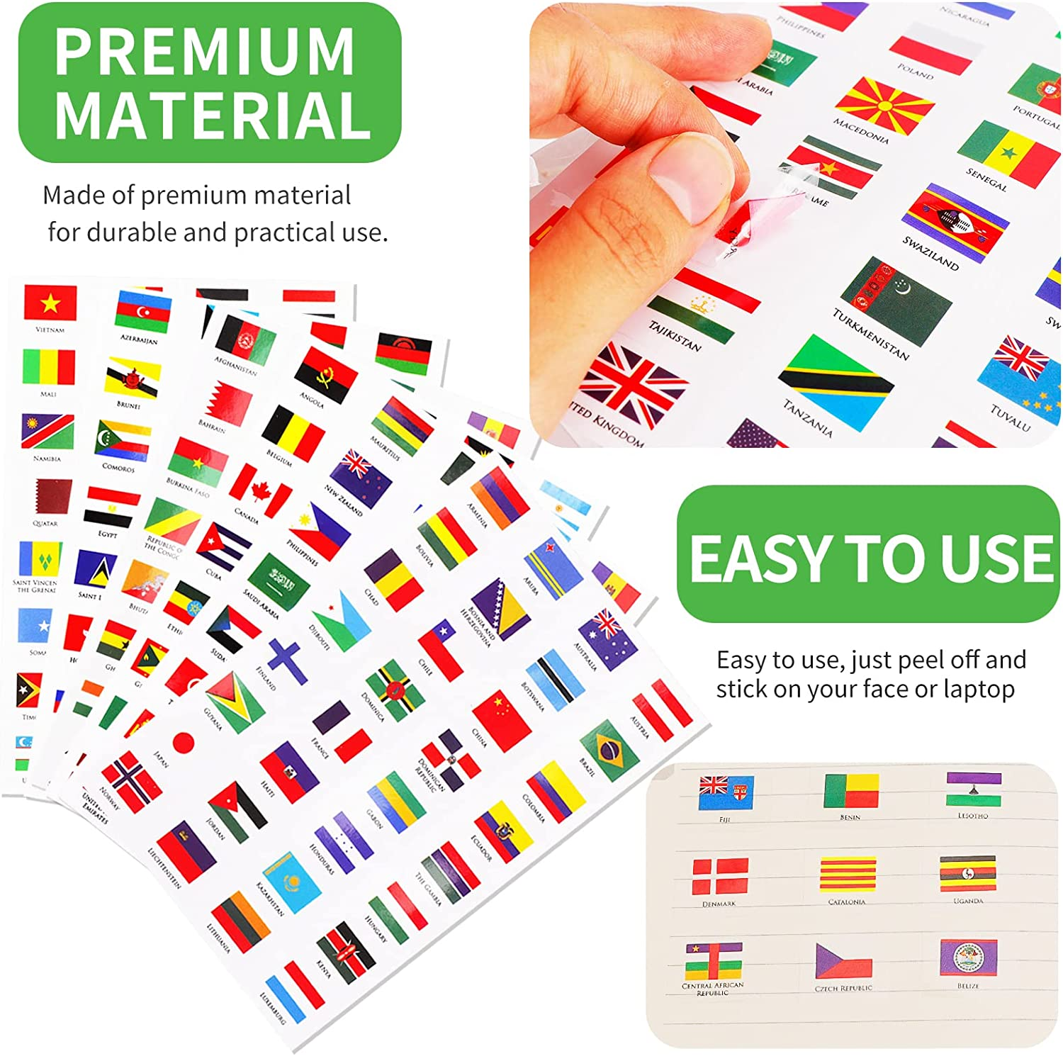 YACAISI 384 PCS World Flag Stickers, Waterproof Countries Flags PVC International Country 192 Stickers Travel Mini for School Planner Scrapbook Journal image number 2
