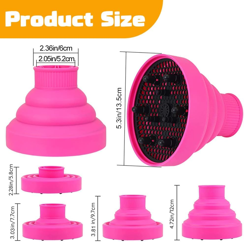 Diffuser Attachment Silicone Hair Dryer Diffuser Foldable Hair Dryer Attachment Curls Universal Diffuser Hair Dryer Portable Diffuser Hair Dryer Pink Hair Diffuser Attachment for Most Hair image number 6