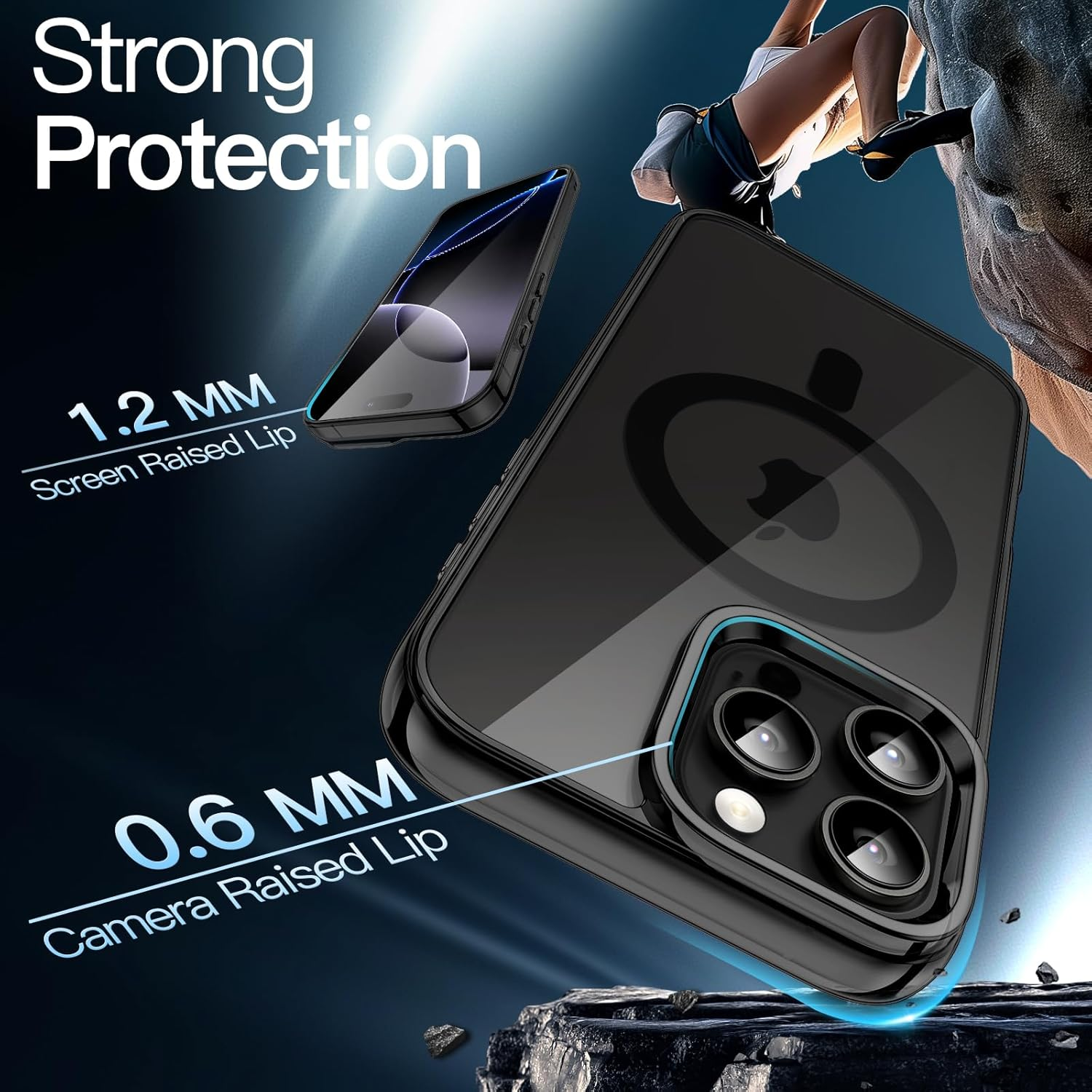 Jetech Magnetic Case for Iphone 16 Pro 6.3-Inch Compatible with Magsafe, Shockproof Phone Bumper Cover, Anti-Scratch Clear Back (Black) - Clear image number 7