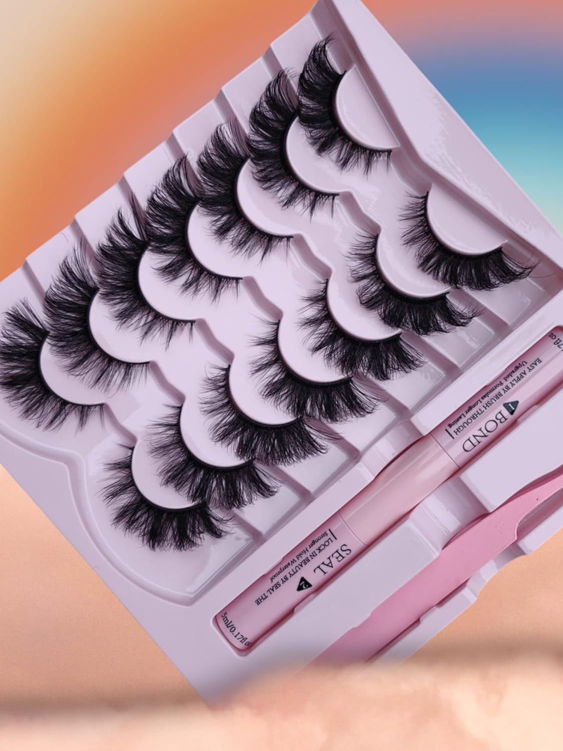 Click on False Eyelash 7 Pairs 3D Eyelashes Handmade False Eyelash Set, Professional False Eyelashes Voluminous, Naturally Curled Faux Mink Lashes, Thick Strip Lashes with Applicator Tool Kit (STY-05) image number 5