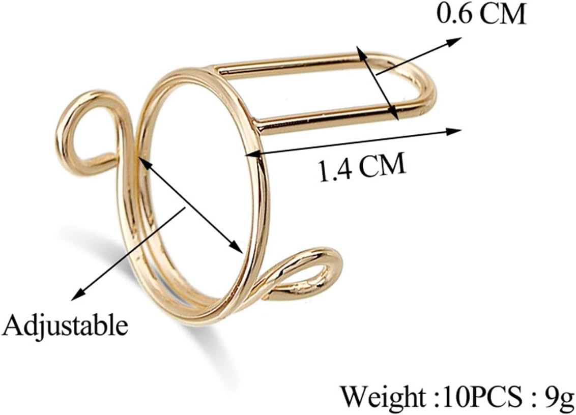 Daseeme 10PCS Nail Rings Reusable Adjustable Metal Nail Charms Removable Press on Nails No Glue for Women Nails Art DIY Decoration image number 4