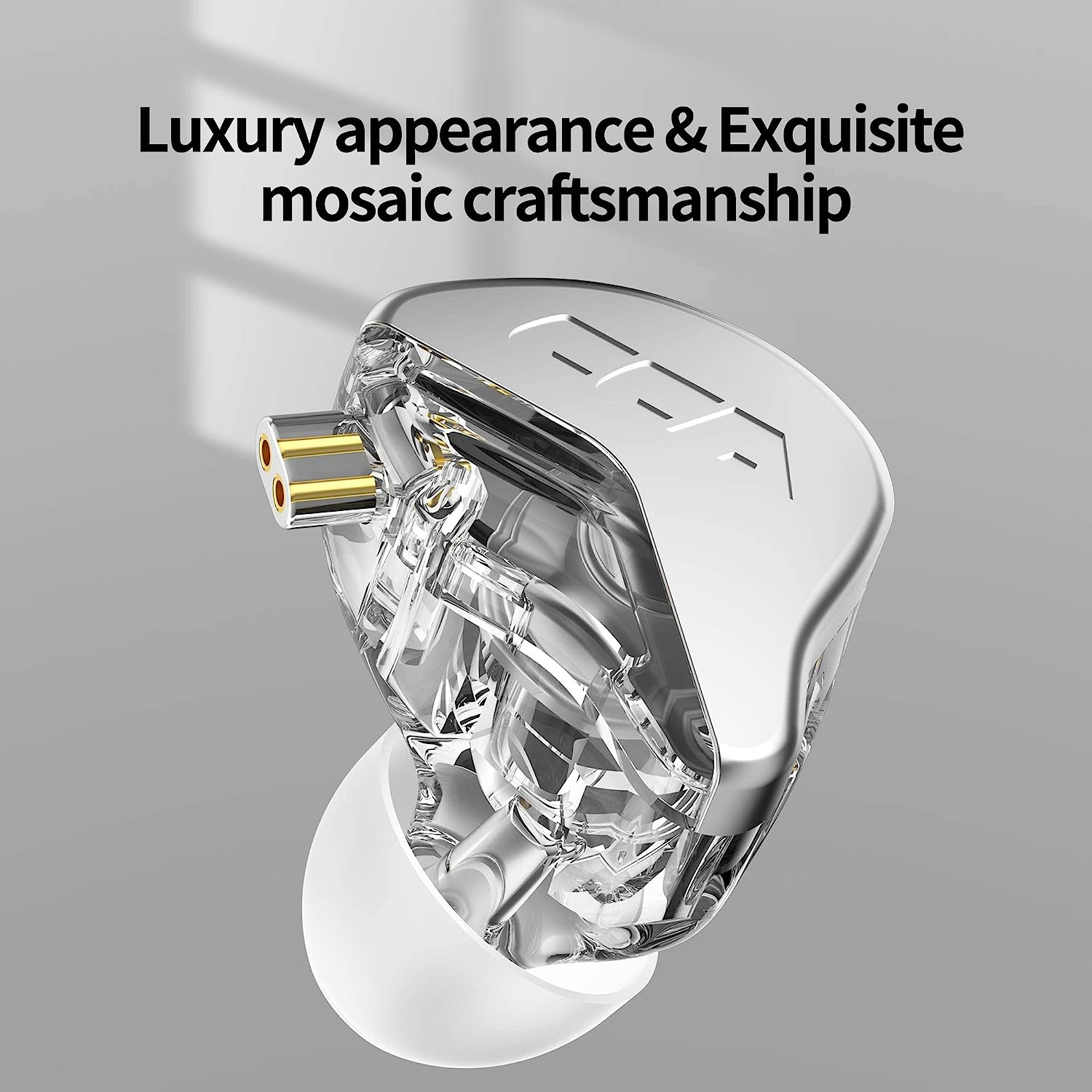 CCA CRA Ultra Thin Diaphragm Dynamic Driver IEM Headphones, Music Bass In-Ear Monitor with Cable, Detachable 2-Pin OFC Cable, Audiophile Singers(White, with Microphone) image number 2