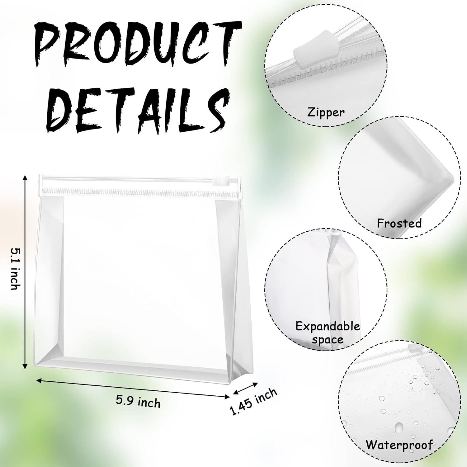 50 Pieces Mini Clear Makeup Bag Organizer Pouches Small PVC Transparent Waterproof Makeup Bag Plastic Cosmetic Organizer Bag with Zipper for Women Men Travel Vacation (Transparent,5.9 X 5.1 X 1.45 In) image number 3