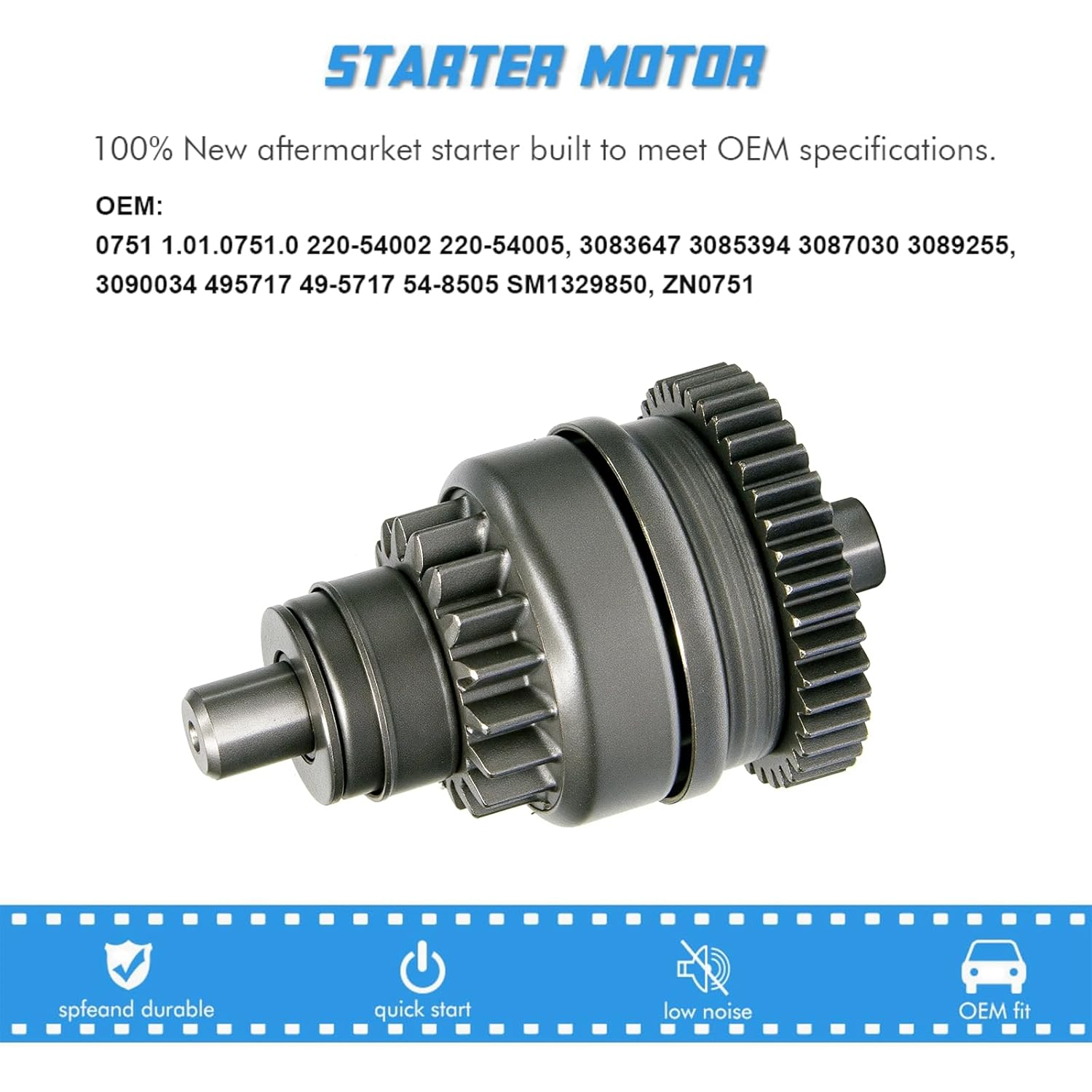 Starter Drive Bendix for Polaris ATV 2&4 Stroke Engine 200 250 300 335 400 500 Sportsman Scrambler Ranger Magnum Big Boss, SM1329850, ZN0751