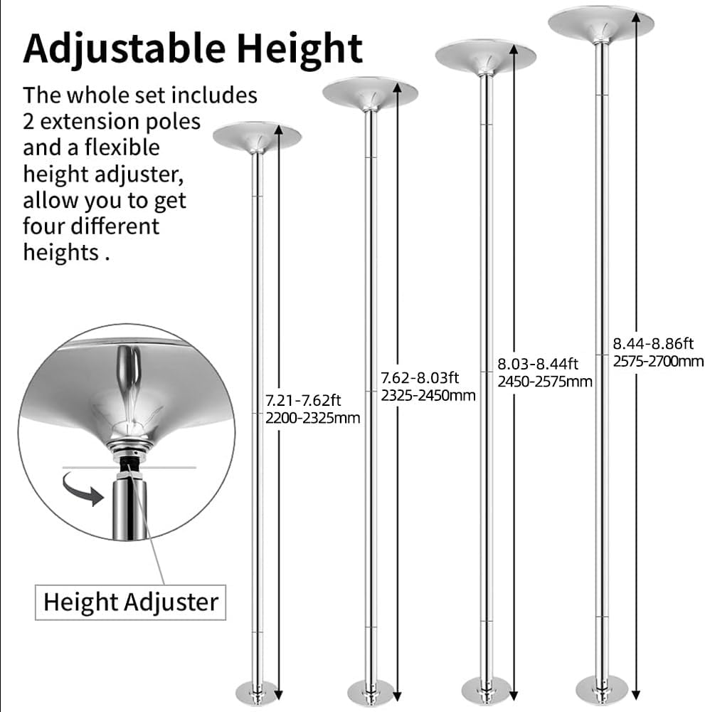 Pole Dancing Pole for Home - 45Mm Spinning Dance Pole with Extension, Portable Dance Pole, Great for Bedroom, Pole Dance Studio & Pole Fitness&hellip; image number 6