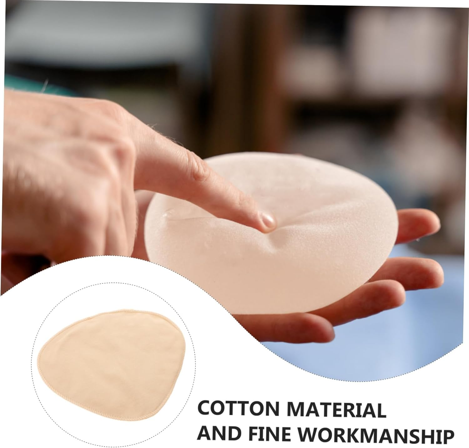 Bra Pad Sleeve Cotton Cover Khaki L, Prosthesis Cover for Women, Bra Accessories Inserts, Lightweight Breathable Pad Protector for Daily Wear image number 6