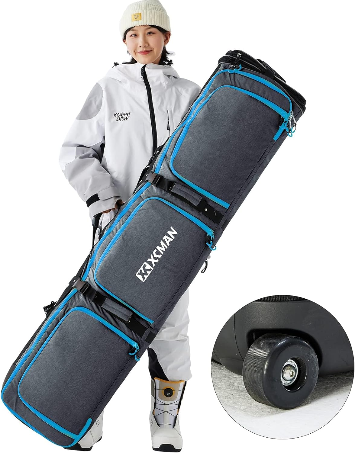 XCMAN Roller Snowboard Bag with Wheels Adjustable Length&hellip;