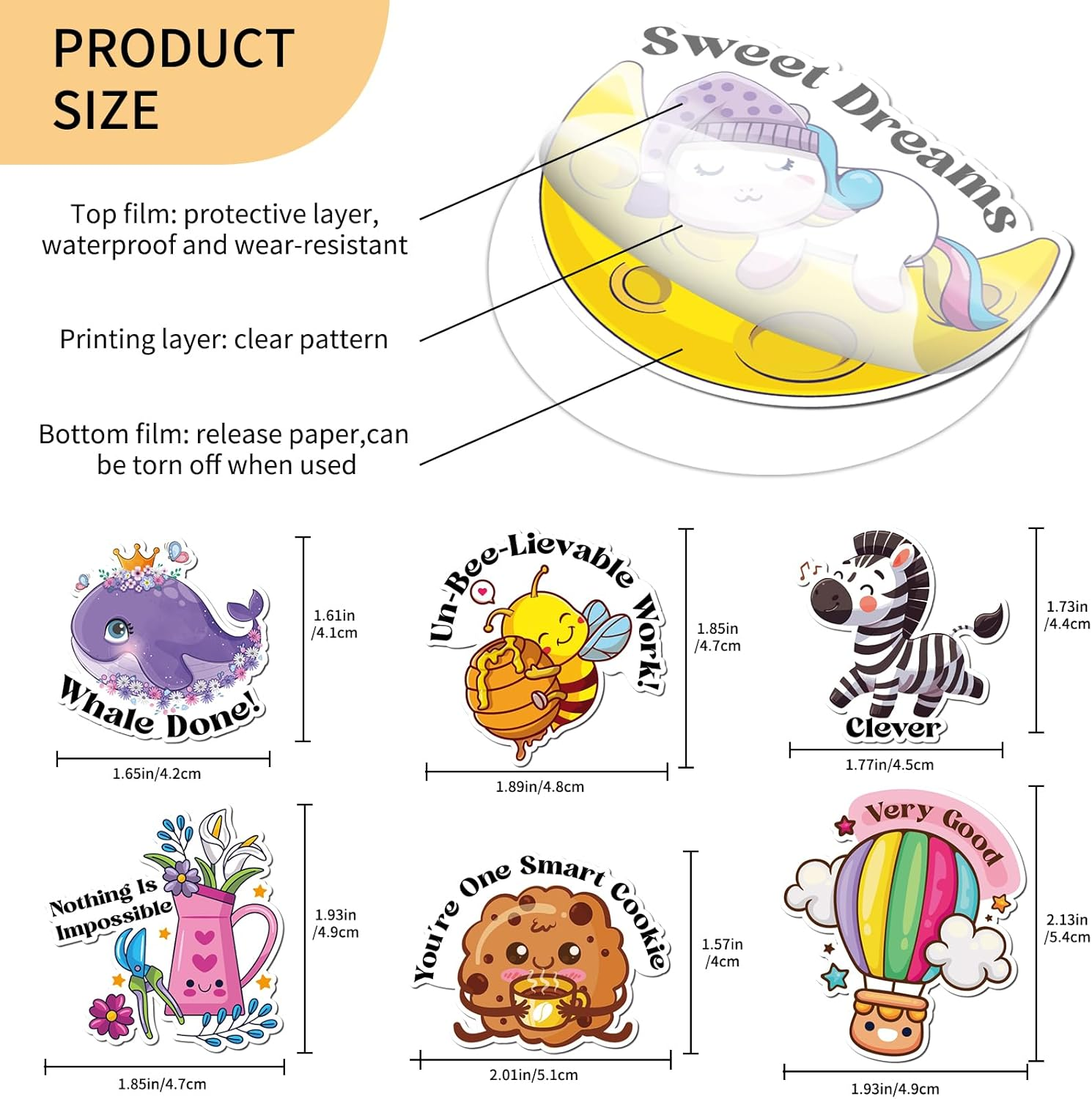 400PCS Cute Animal Stickers for Kids, Motivational Reward Stickers Pack for Kids Classroom, Water Bottle Stickers Waterproof Vinyl Hydroflask Phone Skateboard Laptop Stickers image number 6