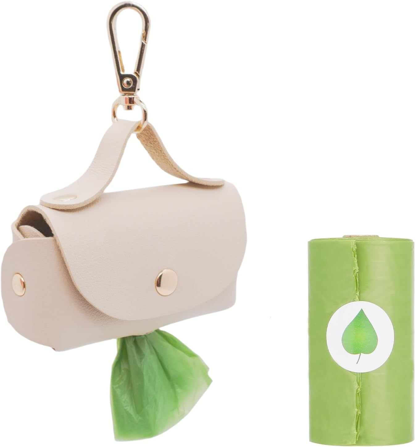 Leather Poop Bag Holder Dispenser for Leash, Portable and Reusable Dog Poop Bag Dispenser, Dog Bag Holder for Walking, Outdoor, Travelling (Pink)