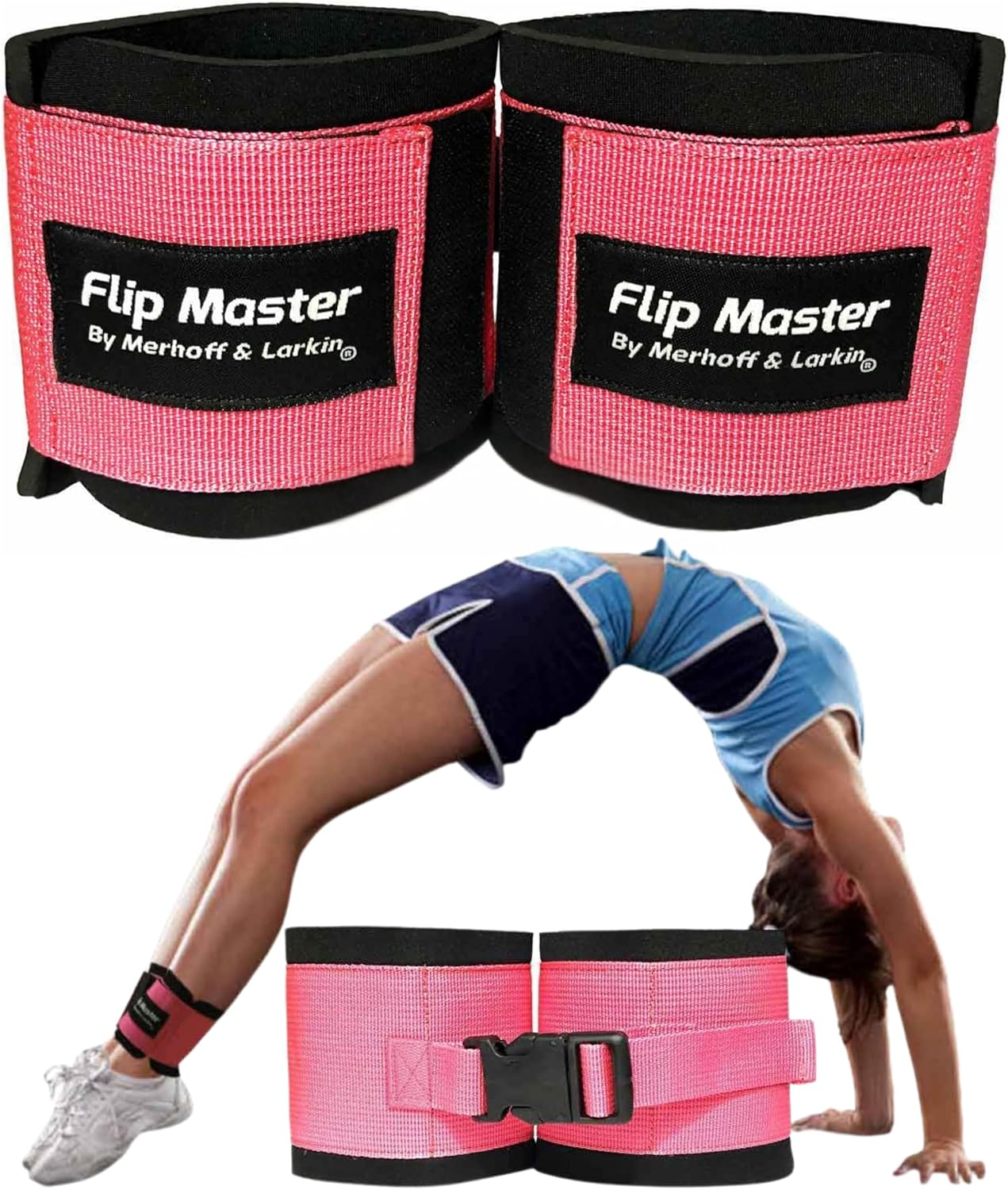 Gymnastics Tumbling Cheerleading Ankle Straps - Band Accessory to Improve Back Handspring & Backflip Form | One-Size-Fits-All Adjustable Straps | Perfect for Cheerleading, Dance, & Gymnasts image number 6