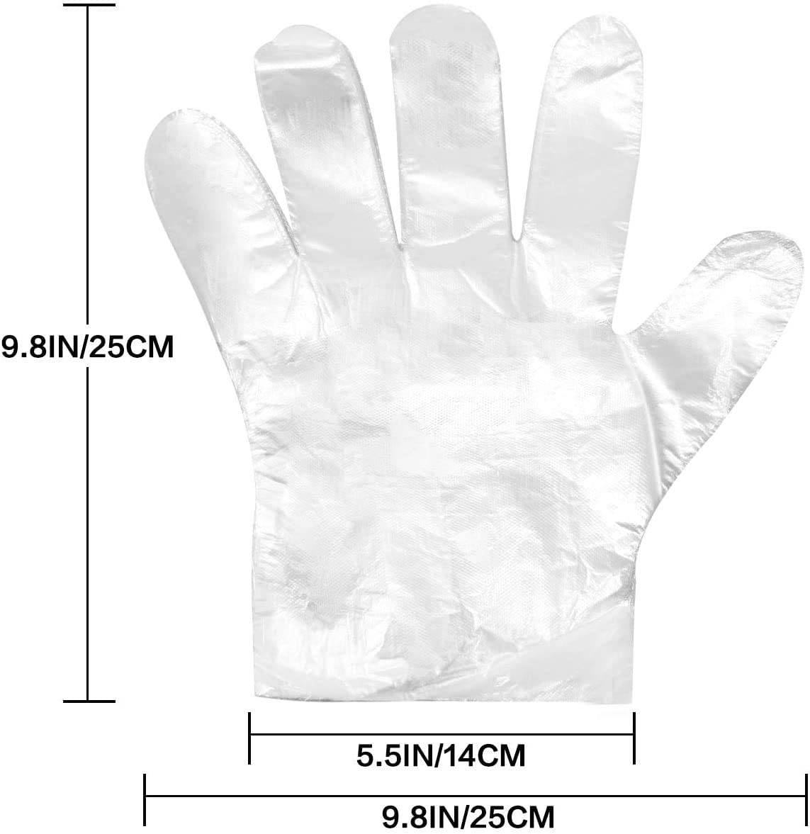 300PCS Disposable Plastic Gloves, Latex Free Powder Free Clear Polyethylene Hand Gloves Non-Sterile for Cleaning- Cooking, Hair Coloring, Dishwashing, Food Handling, Large image number 2