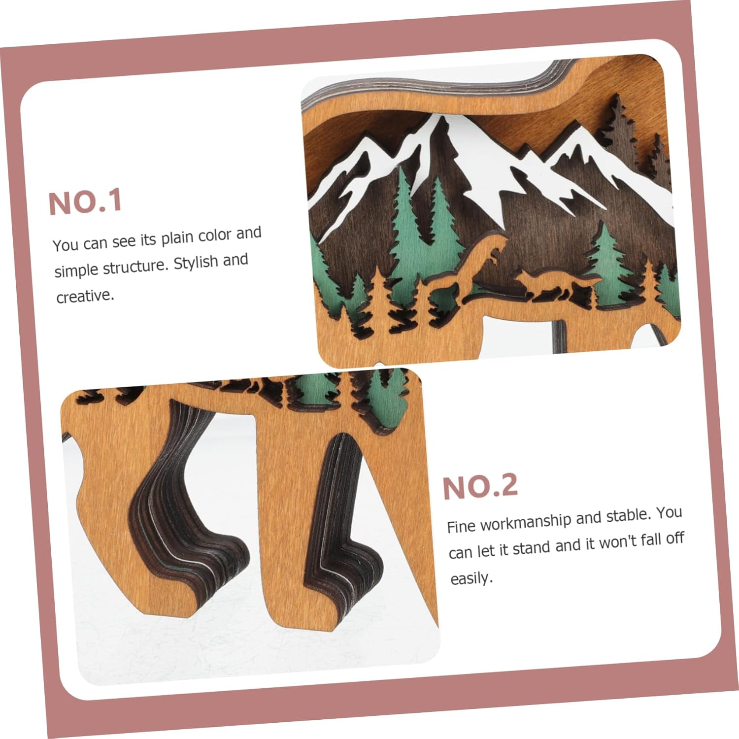 Wood Animal Decoration Christmas Wood Craft Desktop Ornament for Home Party and Window Display