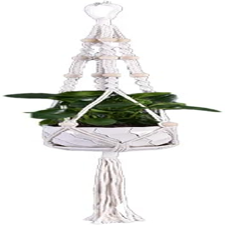 AIMALL Macrame Plant Hanger, 39 Inch Hand-Braided Hanging Planter Holder, Indoor Outdoor Flower Pot Basket with Cotton Rope, Boho Style for Living Room, Balcony, or Garden
