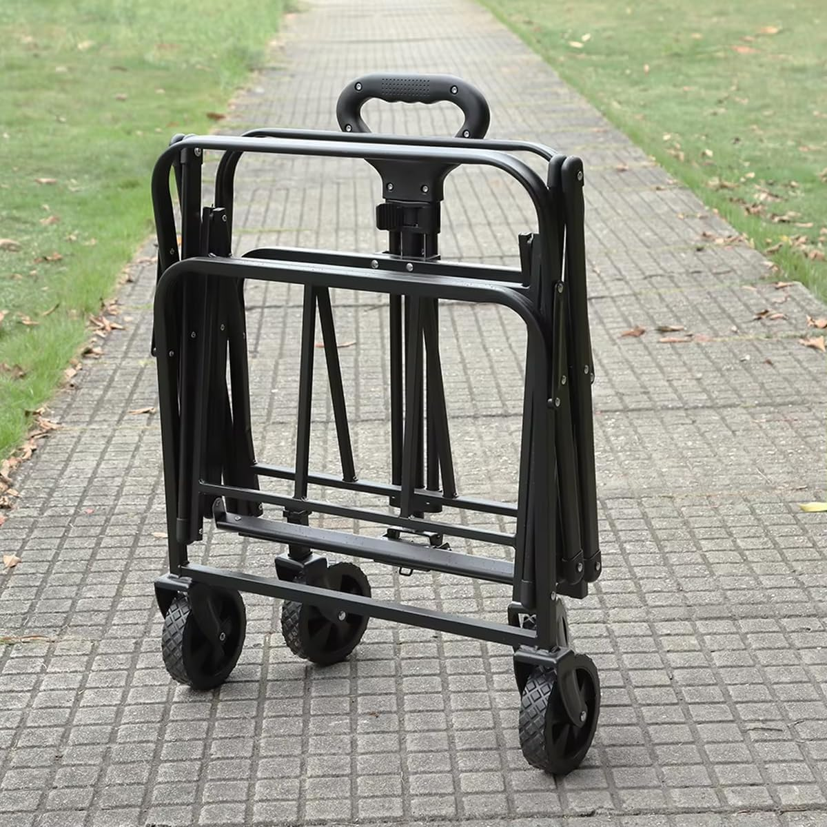 AIMALL 27.5 Inch Portable Folding Camping Trolley Cart, Lightweight Outdoor Wagon with Adjustable Handle, 360&deg; Wheels, Heavy-Duty Steel Frame image number 2