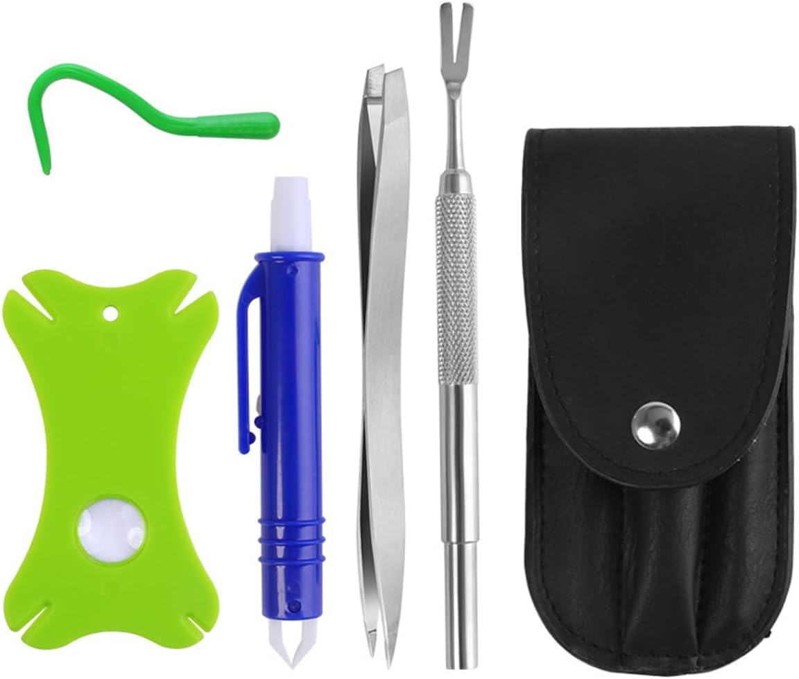 AIMALL 5PCS Tick Removal Kit for Pets, Dog Lice Fork, Flea Hook, Insect Catch Tweezers Set, Professional Pet Grooming Tool image number 5