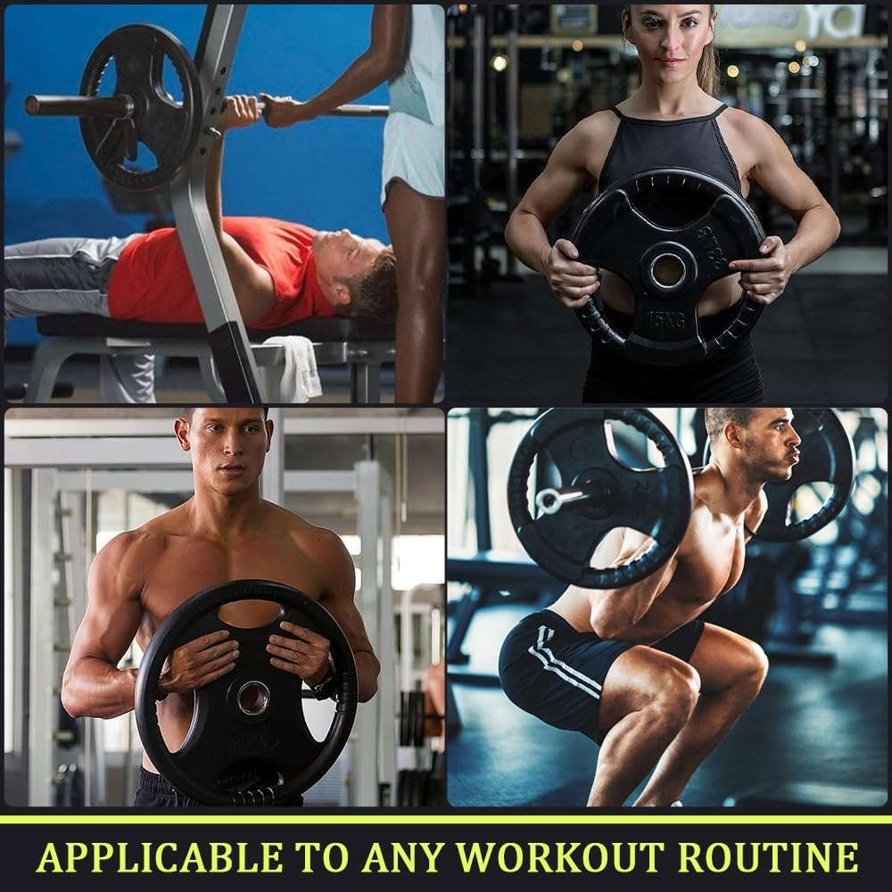 Standard Rubber Coated Weight Plate for Dumbbell and Barbell - Premium Quality Weighted Rubber Coated Plates 28Mm Center Hole,Gym Equipment Accessories Body Building, Weightlifting, Crossfit, Fitness Strength Weight Training 1.25Kg to 20Kg image number 1