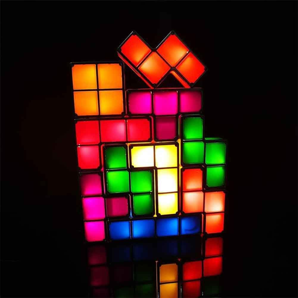 Tetris Light DIY Stackable Puzzle Warm Yellow Kid Baby LED Night Light Desk Table Lamps Multi-Shape Constructable Magic Block Table Decorative Home Lighting for Bedroom Living Room image number 2