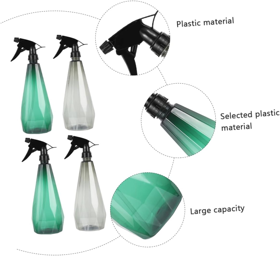 Yardenfun 4Pcs 1L Gardening Spray Bottles Multipurpose Refillable Water Sprayer for Plants Hair Salon Cleaning with Diamond Pattern in Starry Gray and Bamboo Green for Home and Garden Use image number 3