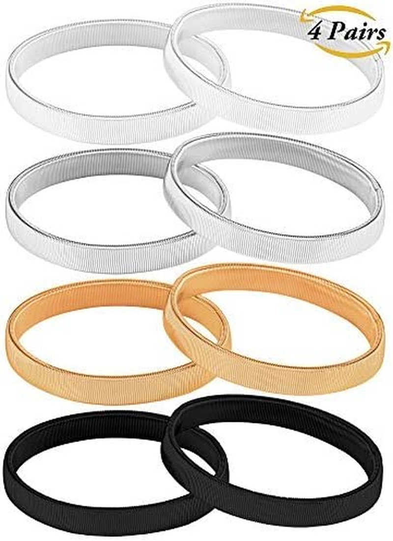 Aneco 4 Pairs Anti-Slip Metal Shirt Sleeve Holders Stretchy Garter Arm Bands Elastic Armbands, 4 Colors, Black, One Size