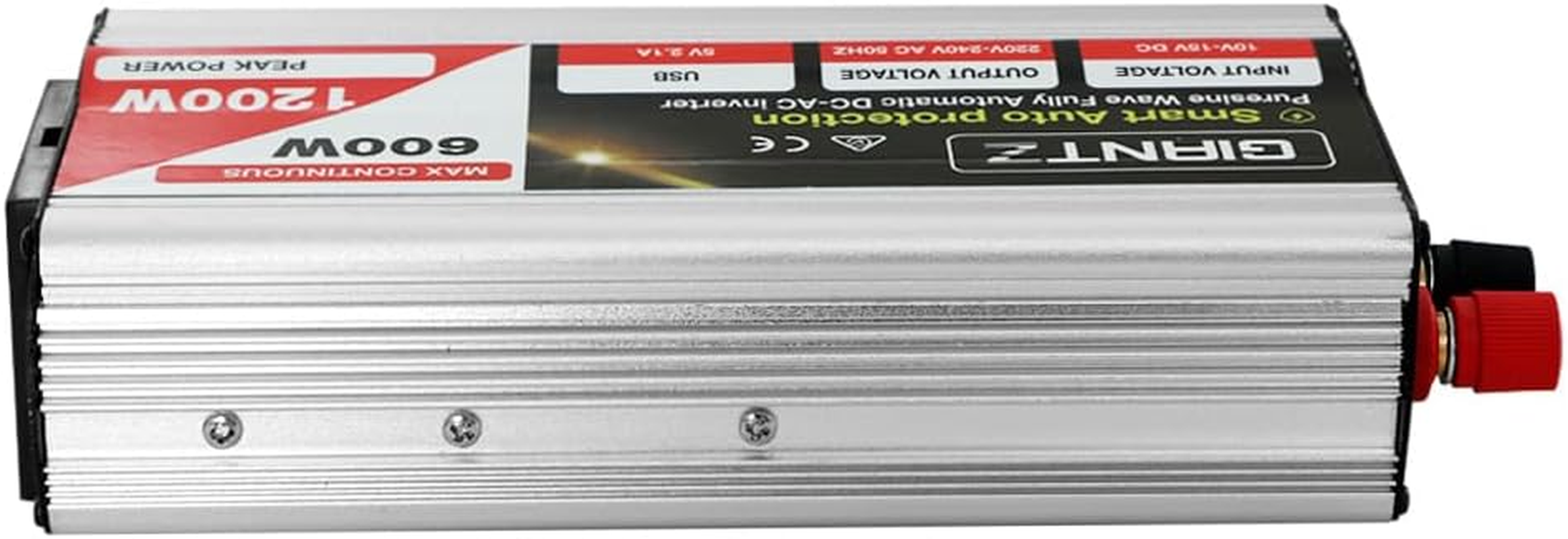 Giantz Power Inverter, 600W/1200W 12V to 240V Electric Portable Pure Sine Wave Inverters Adapter Convertor Camping Car Boat Caravan Laptop Accessories, Convenient USB Output Silver image number 5