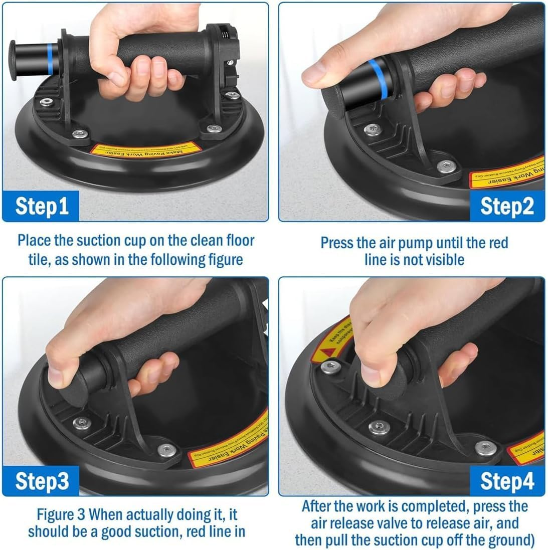 Heavy Duty Glass Suction Cup, 2-8 Inch Glass Suction Cups with Load Capacity of 180Kg,Strong Suction Tile Suction Cup Tool,Used to Lift Large Granite Slabs,Include Suitcase