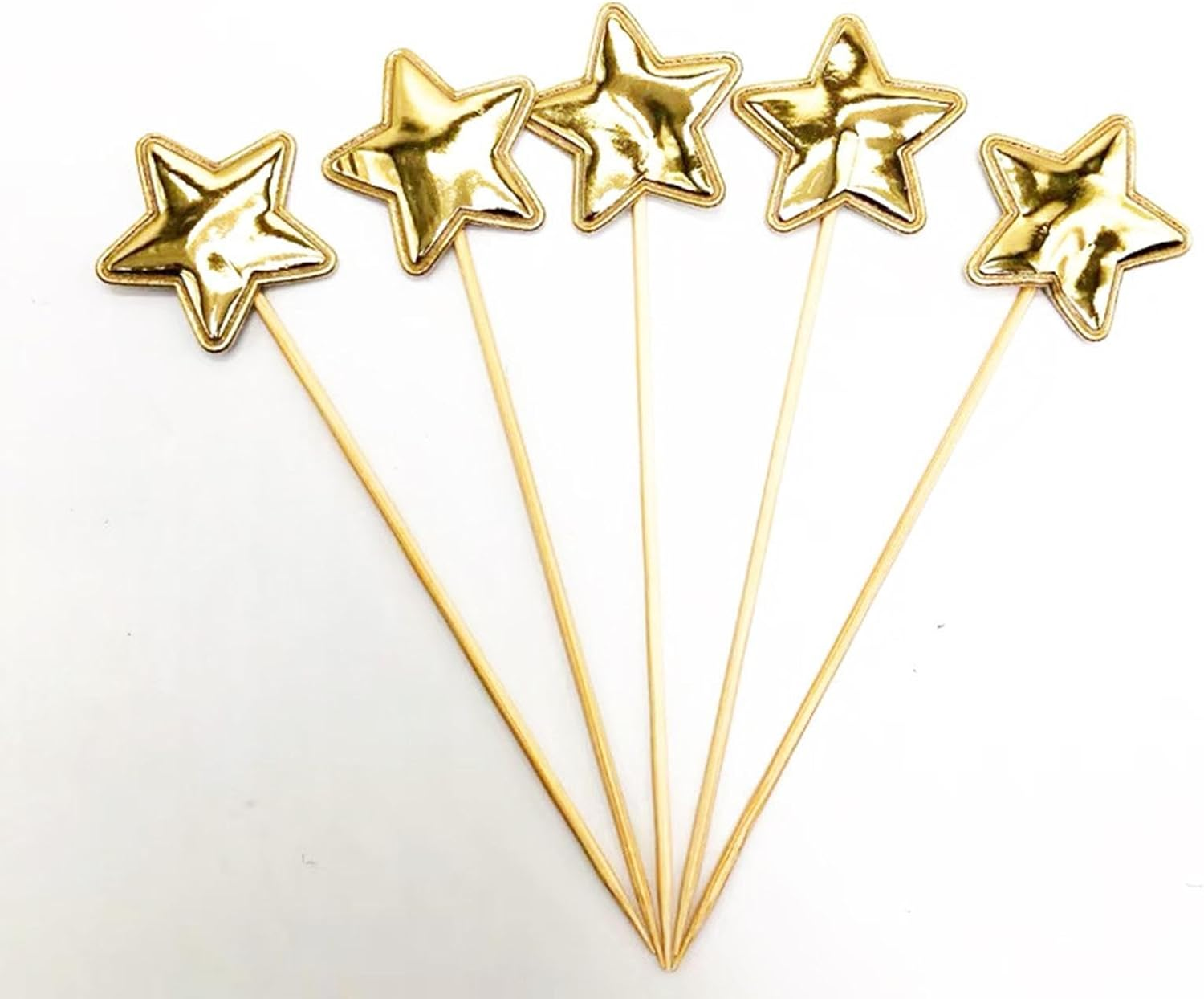 Star Cupcake Toppers, 5X Birthday Cake Toppers for Boys, Food-Grade Food Cake Decor Stake Safe Glitter Cake Decoration image number 5