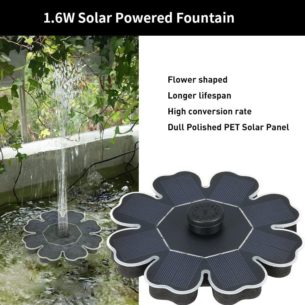 Solar Power Pump Rose Bird Bath Fountain Pump 2W Standing Floating Brushless Watering Submersible Pump for Outdoor Birdbath Garden Pond Pool image number 2