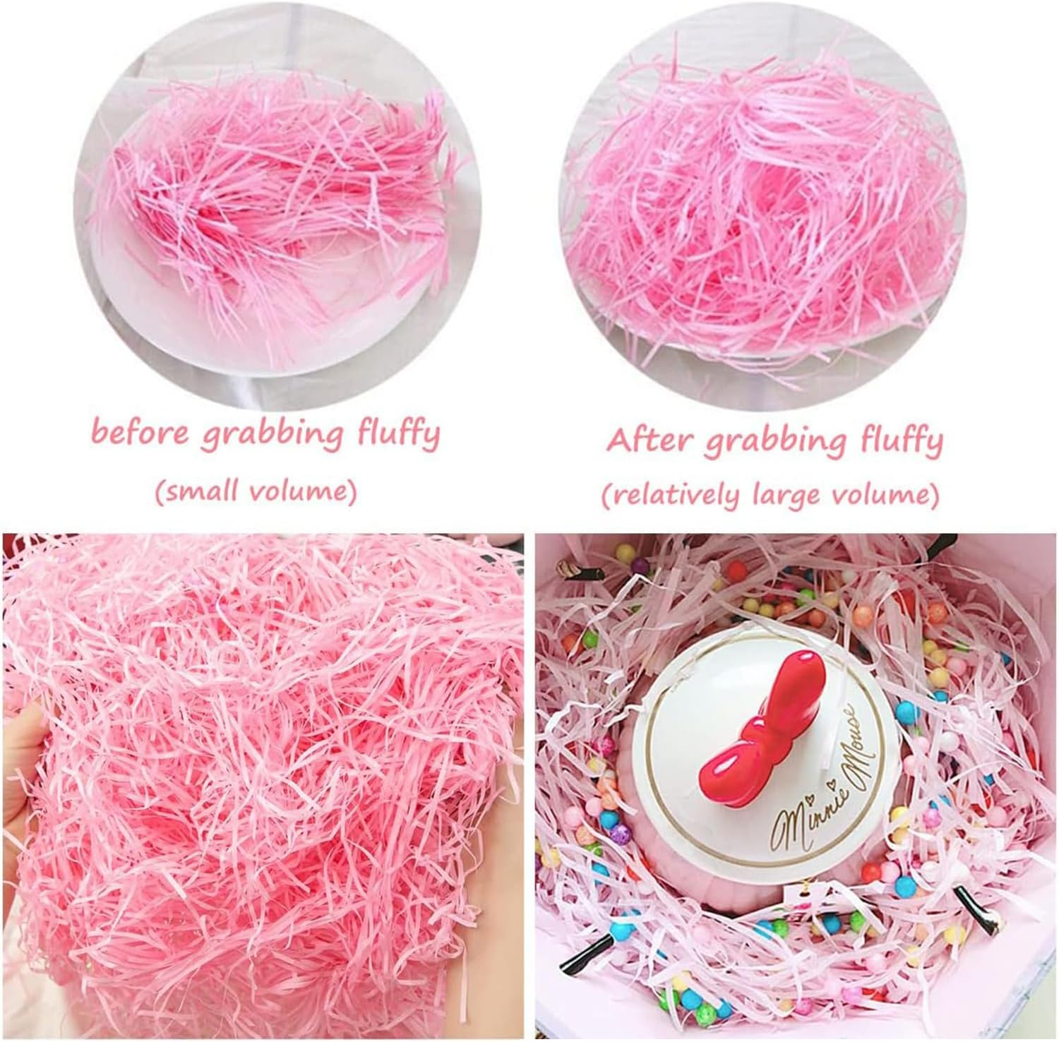 200G Crinkle Cut Paper Shred Filler for Gift Wrapping & Basket Filling, Shredded Paper for Gift Box, Crinkle Paper for Packaging (White) image number 1