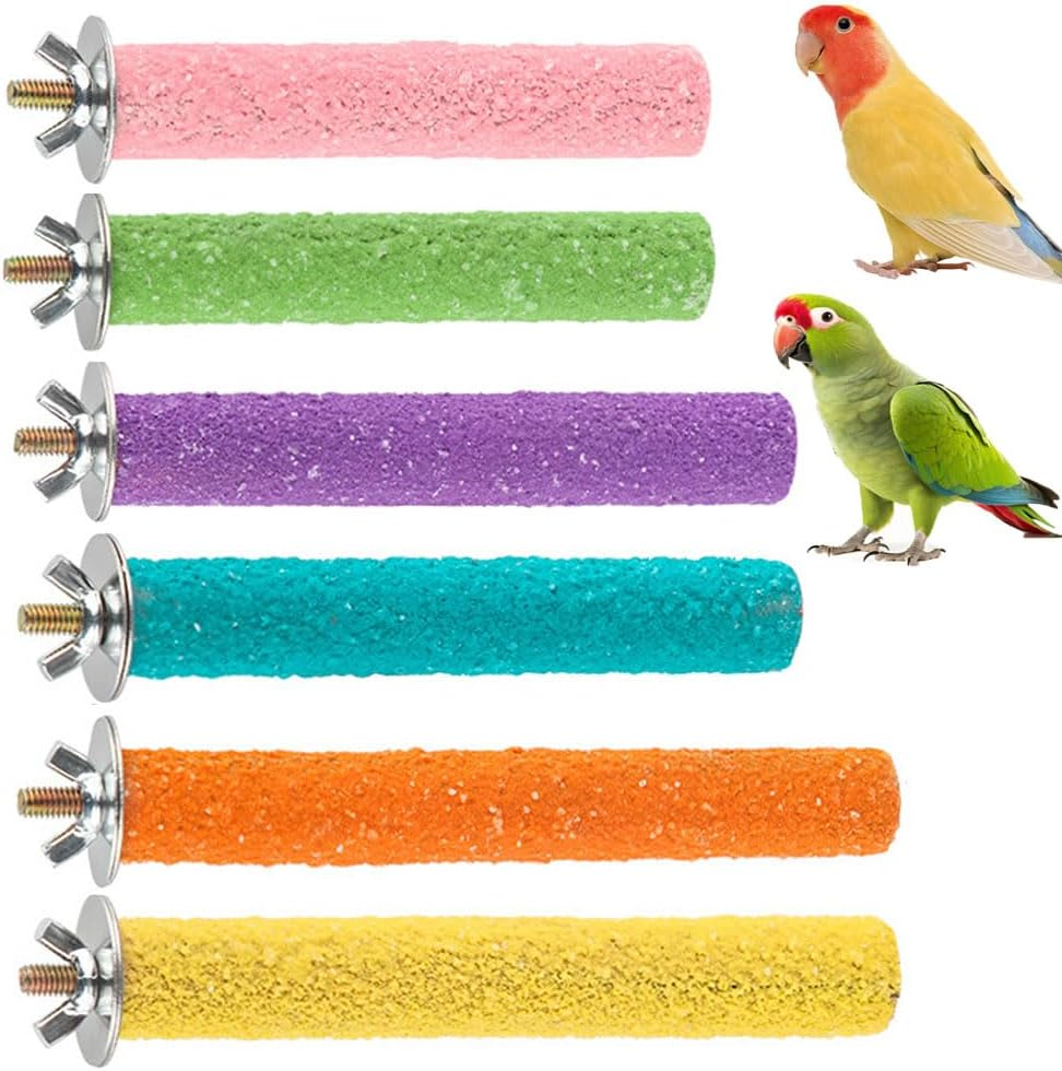 6 Pcs Parrot Stand Toy Platform Paw Grinding Stick, Bird Cage Perch Toy, 3 Kinds of Length Random Colors, Colorful Pet Bird Cage Perches Stand Platform Chew Toy for Parrot Bites(Random Colors) image number 2