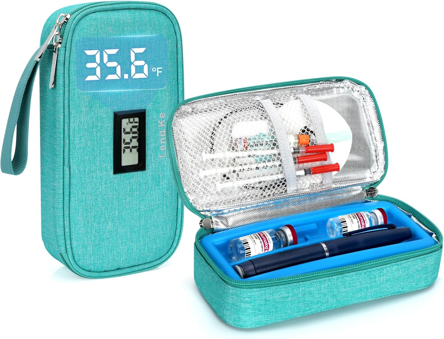 YOUSHARES Insulin Cooler Travel Case for Pen & Vials, Temperature Display Diabetic Medication Cooling Bag with Protective Ice Brick, TSA Approved Refrigerated Diabetes Supplies Carrying Organizer