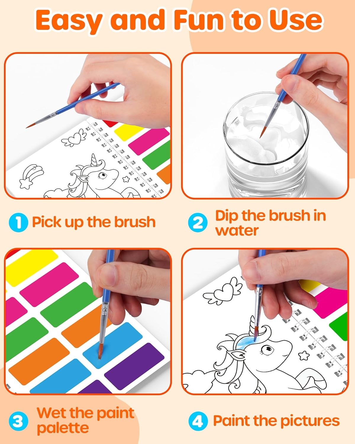 D-Fantix 24 Pack Paint with Water Coloring Books for Kids Ages 4-8-12, Birthday Party Favors Bulk Gifts Goodie Bag Stuffers, Arts and Crafts Classroom Prizes Rewards, Back to School Gifts for Students image number 1