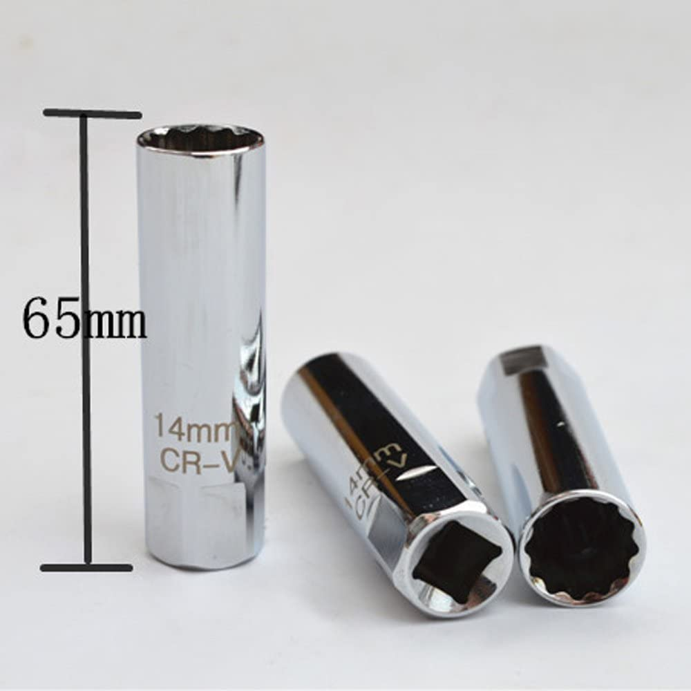 QISF 14Mm & 16Mm Spark Plug Socket Thin Wall 12-Point Removal Tool 3/8 Inch Square Drive Set (Spark Plug Socket)