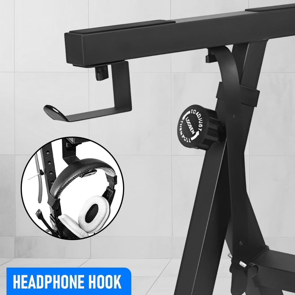 ALSTON Piano Keyboard Z Stand with Wheels Portable Heavy-Duty Piano Keyboard Stand, Music Electronic Keyboard Stand Adjustable Height 60 to 93CM Width 56-100CM, Fits 54-88 Key Electric Pianos - Black-Second Tier image number 7