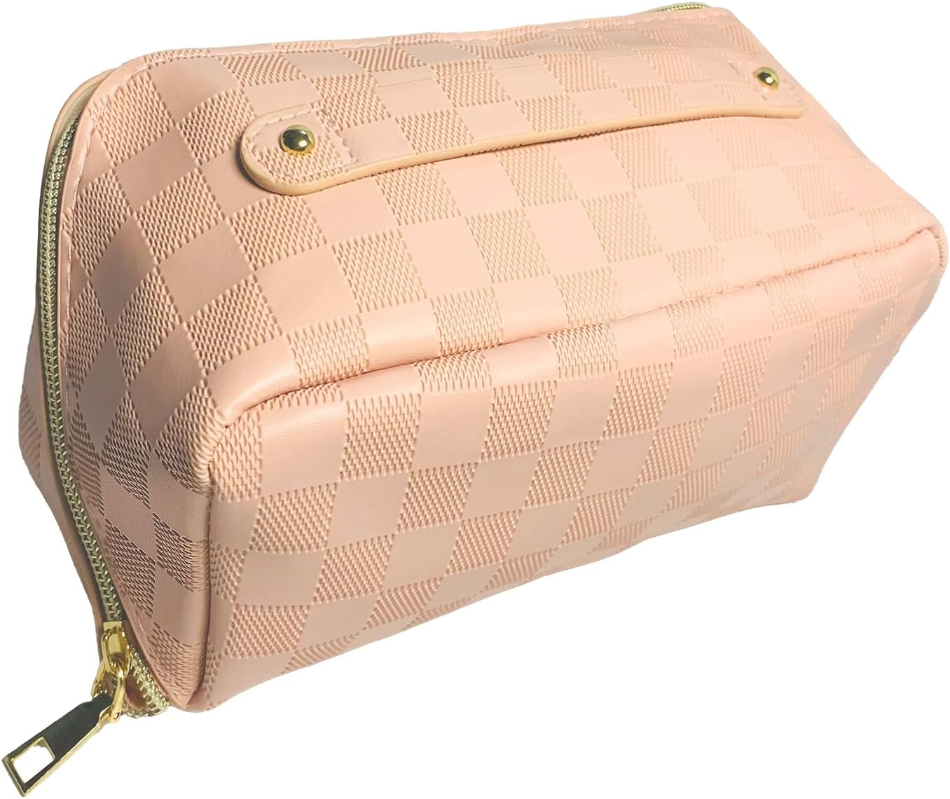 Travel Makeup Bag for Women, ZACHMEST Large Capacity Pouch Open Flat Cosmetic Bag with Compartments, Water-Resistant PU Leather Portable Toiletry Bag with Divider and Handle