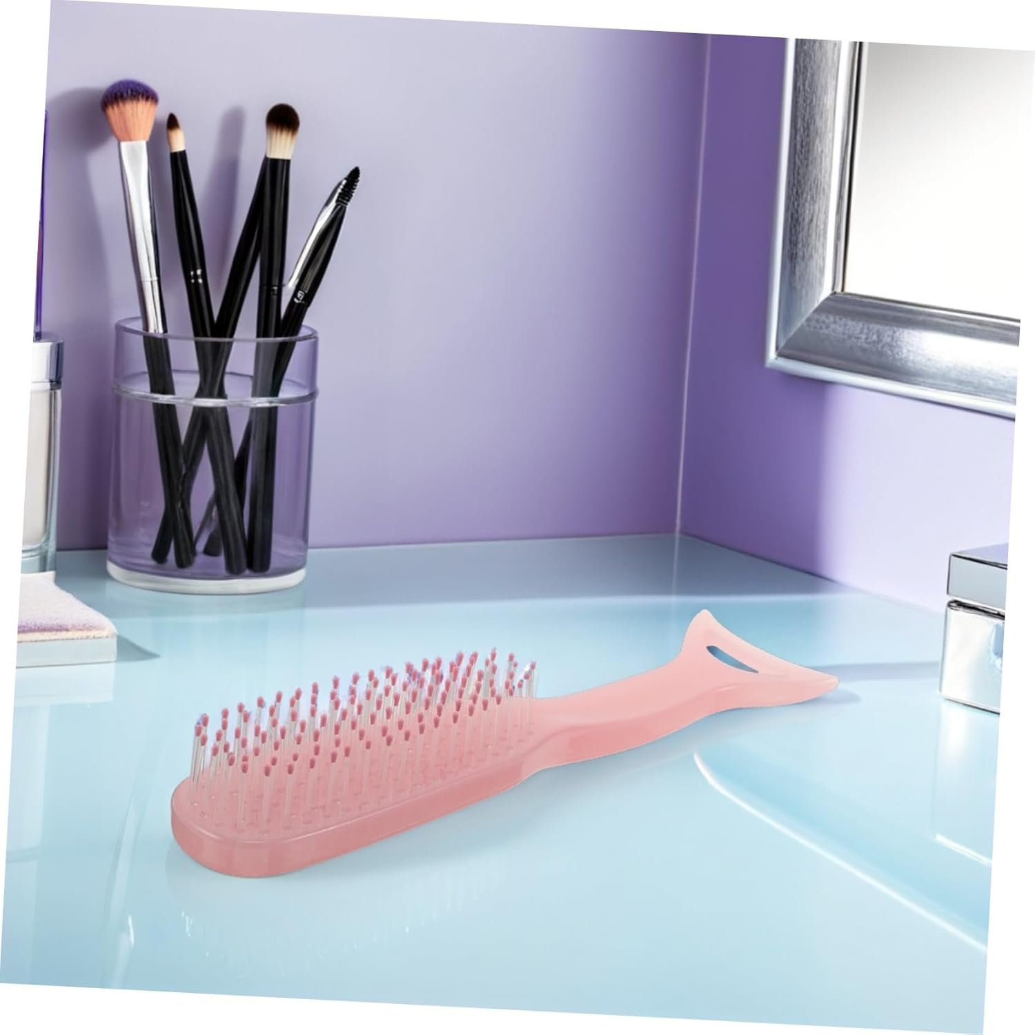 Hair Comb for Women Scalp Massage Detangling Comb Nylon Bristles for Wet Dry Curly Straight Hair Pink - Pink image number 5